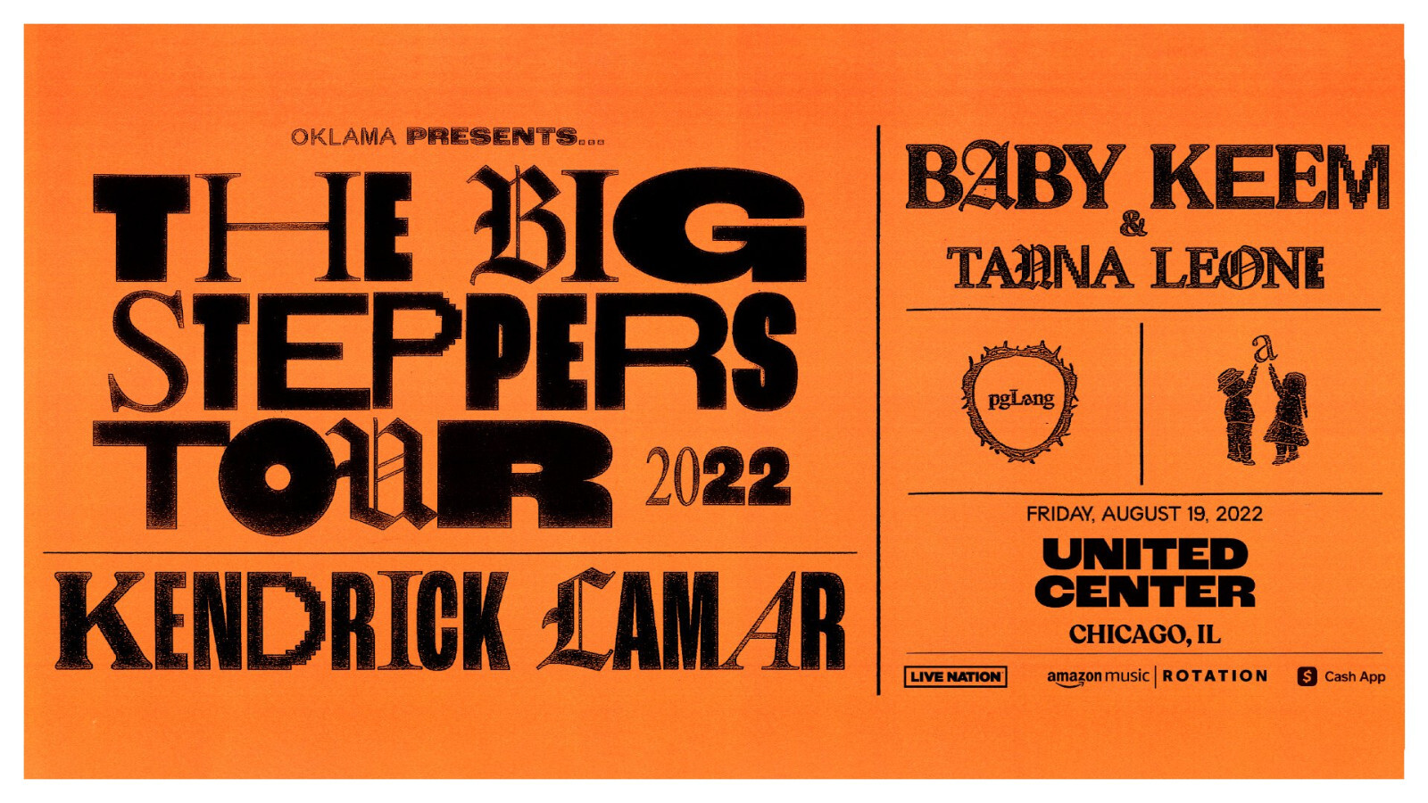KENDRICK LAMAR “THE BIG STEPPERS TOUR 2022” CHICAGO POSTER – Hip Hop / Rap Music
