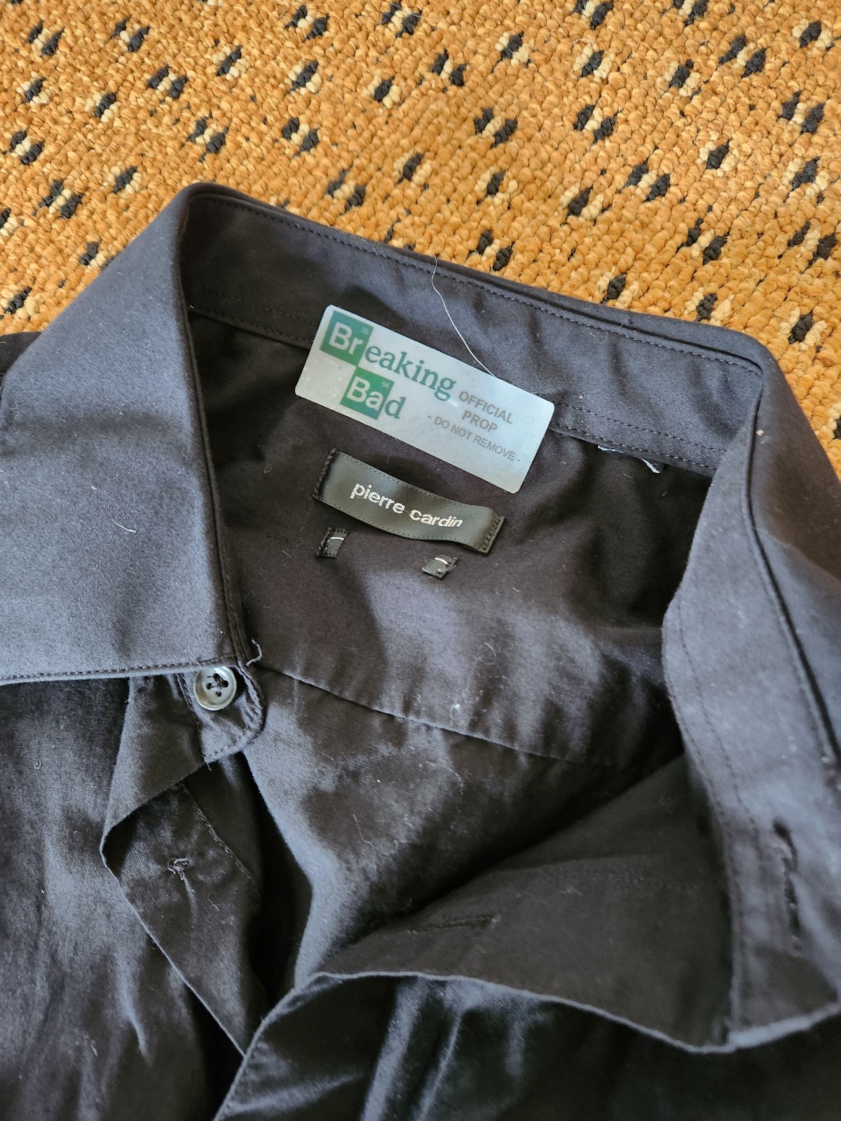 Breaking Bad Original Screen Used Walter White Black Button Shirt Movie Prop