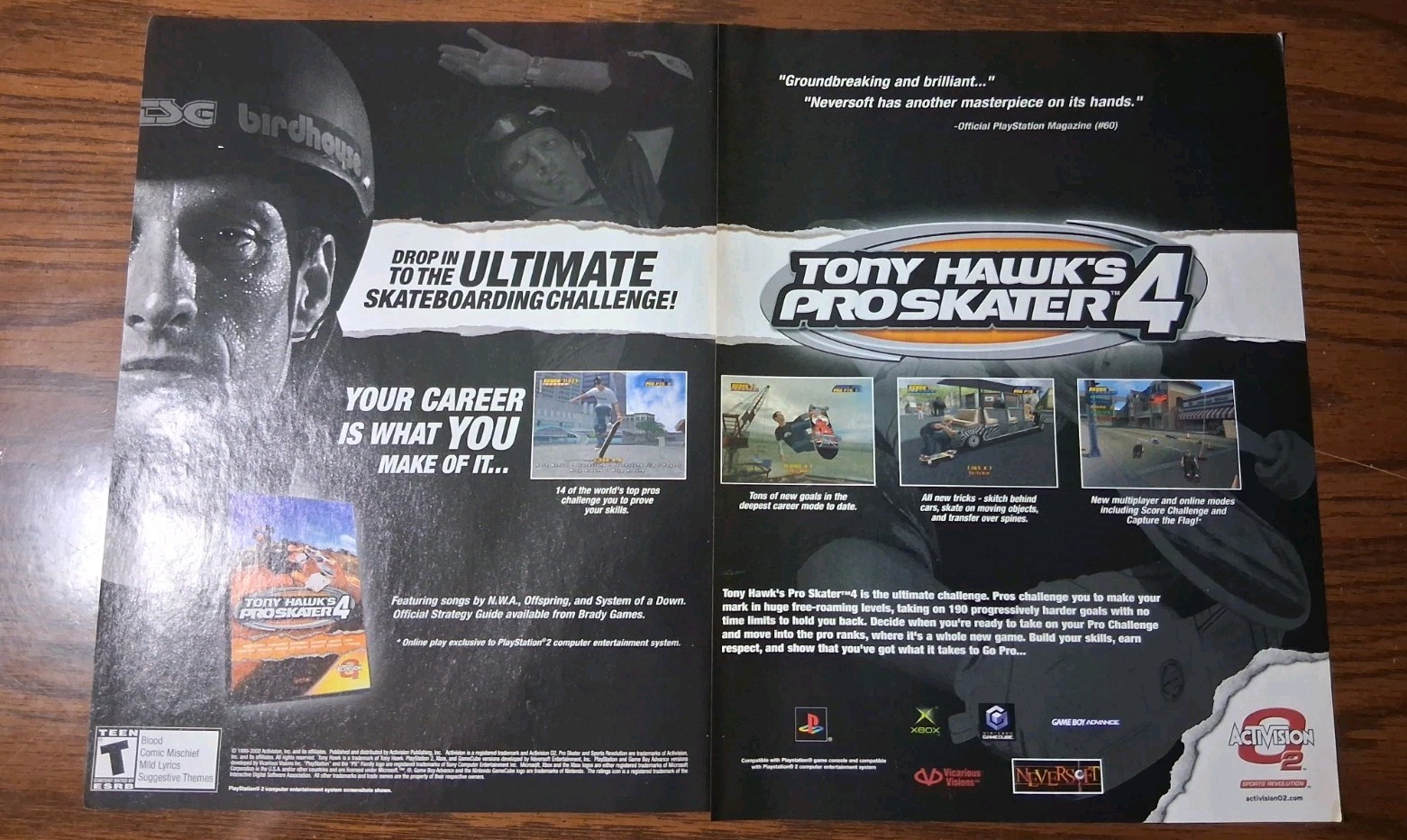 Tony Hawk’s Pro Skater 4 2004 Print Ad 16×11 Promo