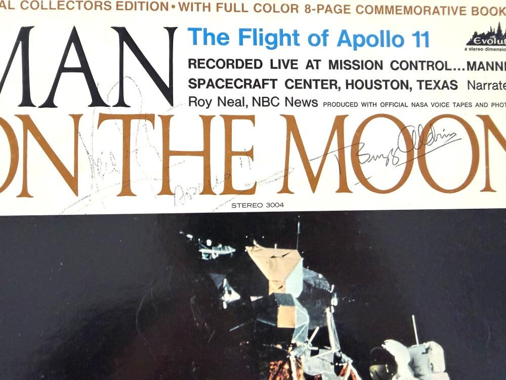 Buzz Aldrin & Neil Armstrong Signed Autograph Apollo 11 Album Record w/ JSA COA