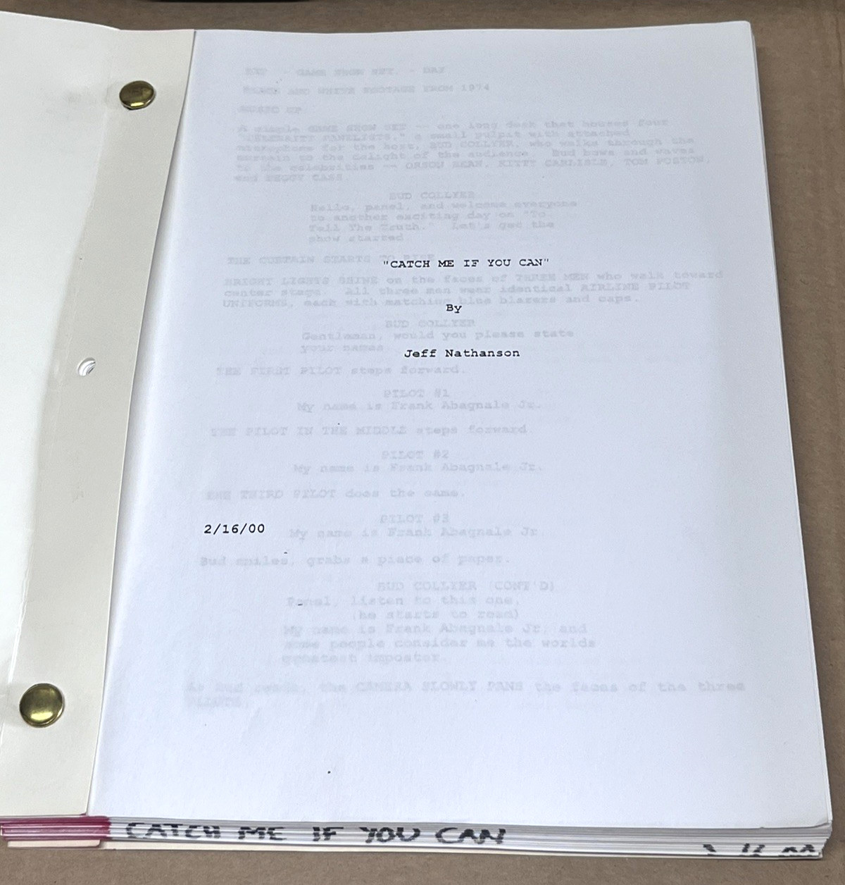 2000 Catch Me If You Can by Jeff Nathanson Movie Script Early Draft Dicaprio