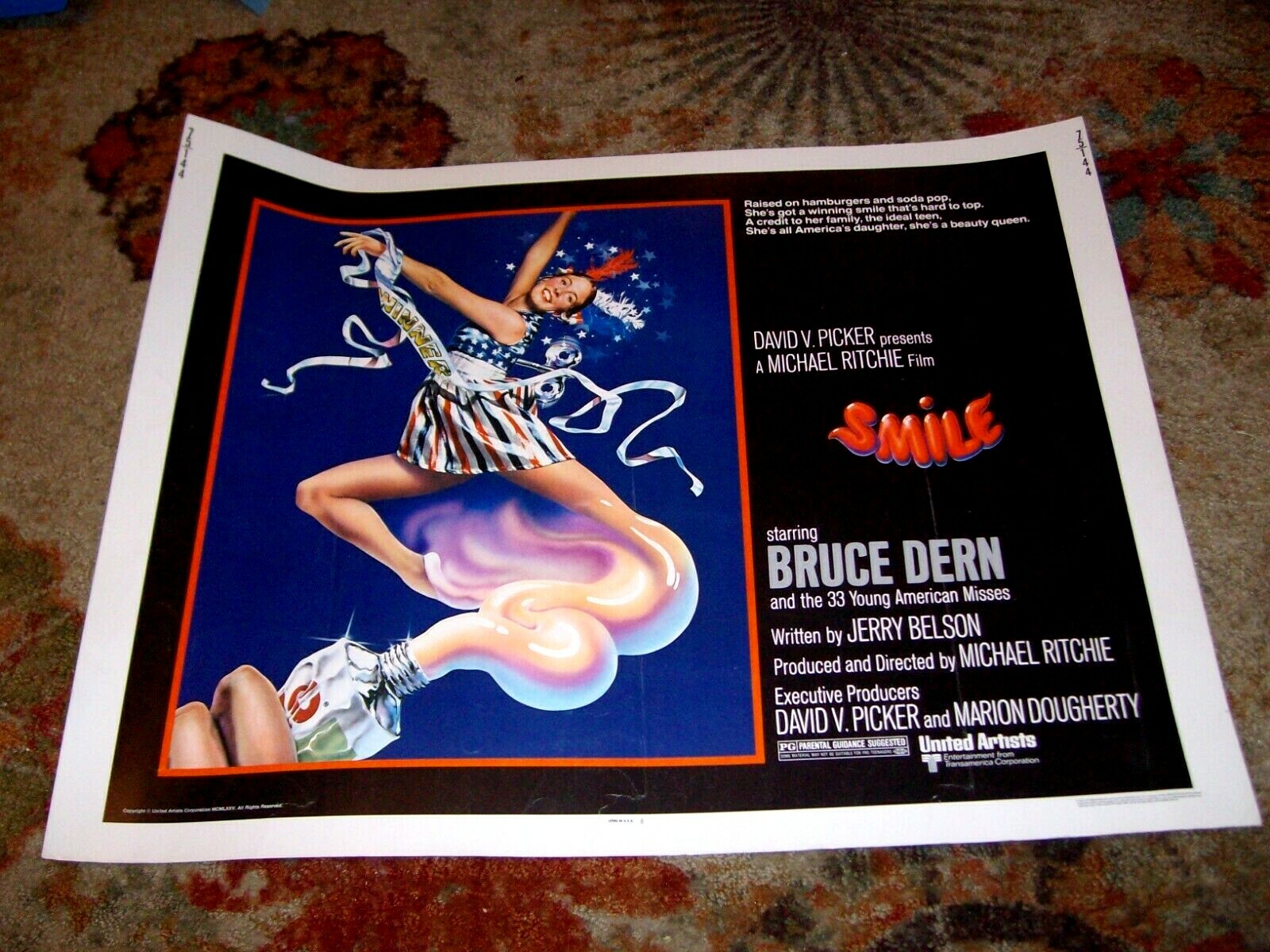 Smile John Alvin Art Half Sheet Movie Poster 1975 Bruce Dern Young Misses Vintag