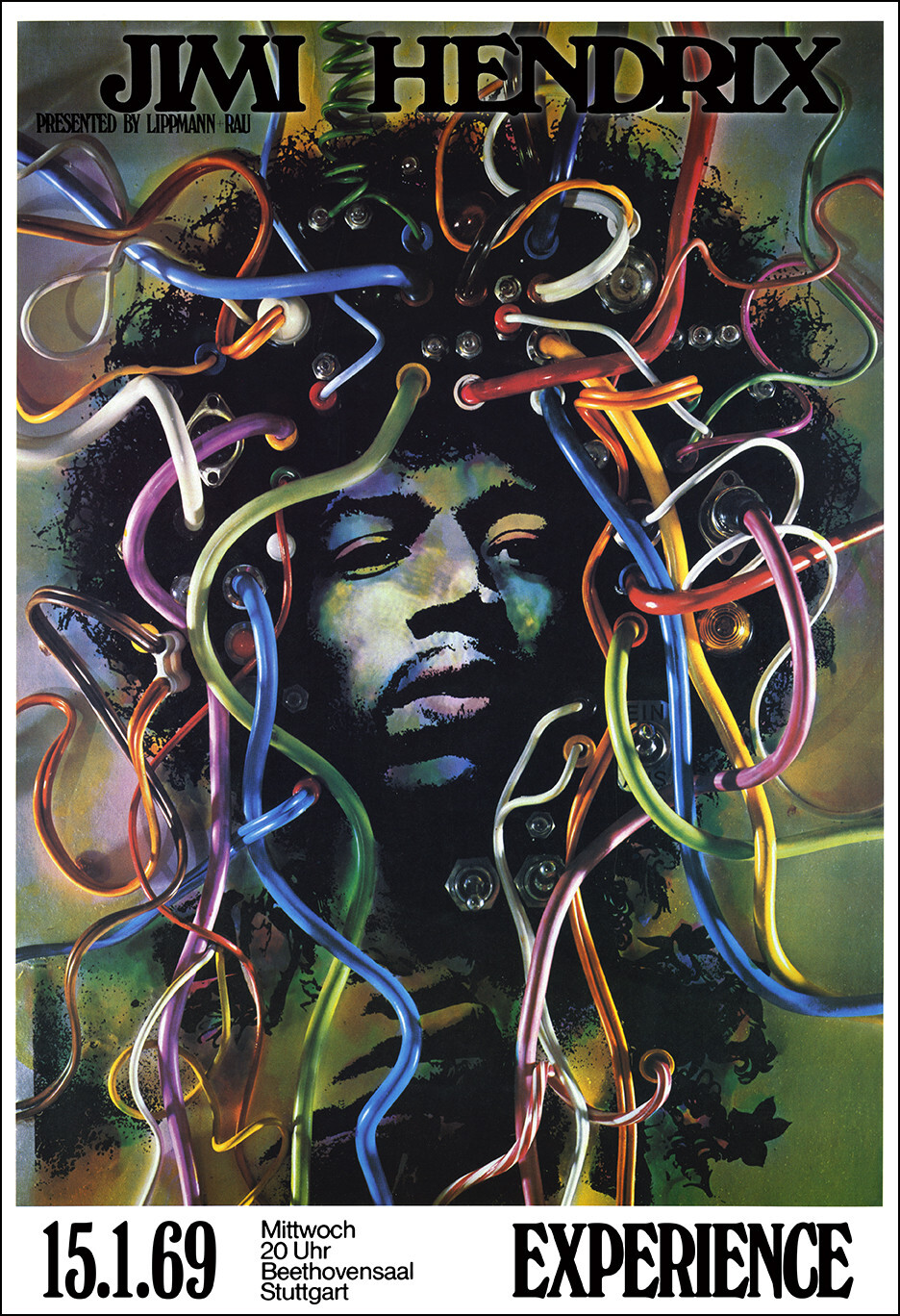 JIMI HENDRIX EXPERIENCE 1969 Kieser German Concert Poster Wirehead