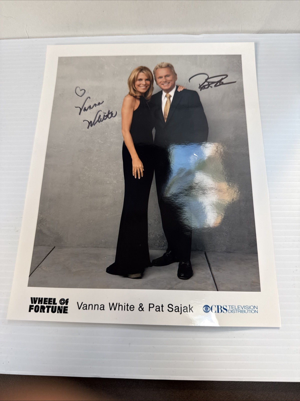Pat Sajak Vanna White Dual Signed 8 x 10 Photo Wheel Of Fortune Host Autograph