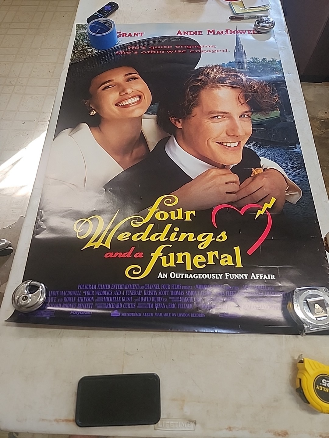 1994 Four Weddings And A Funeral Original Movie Poster 27×40 Rolled Double Side