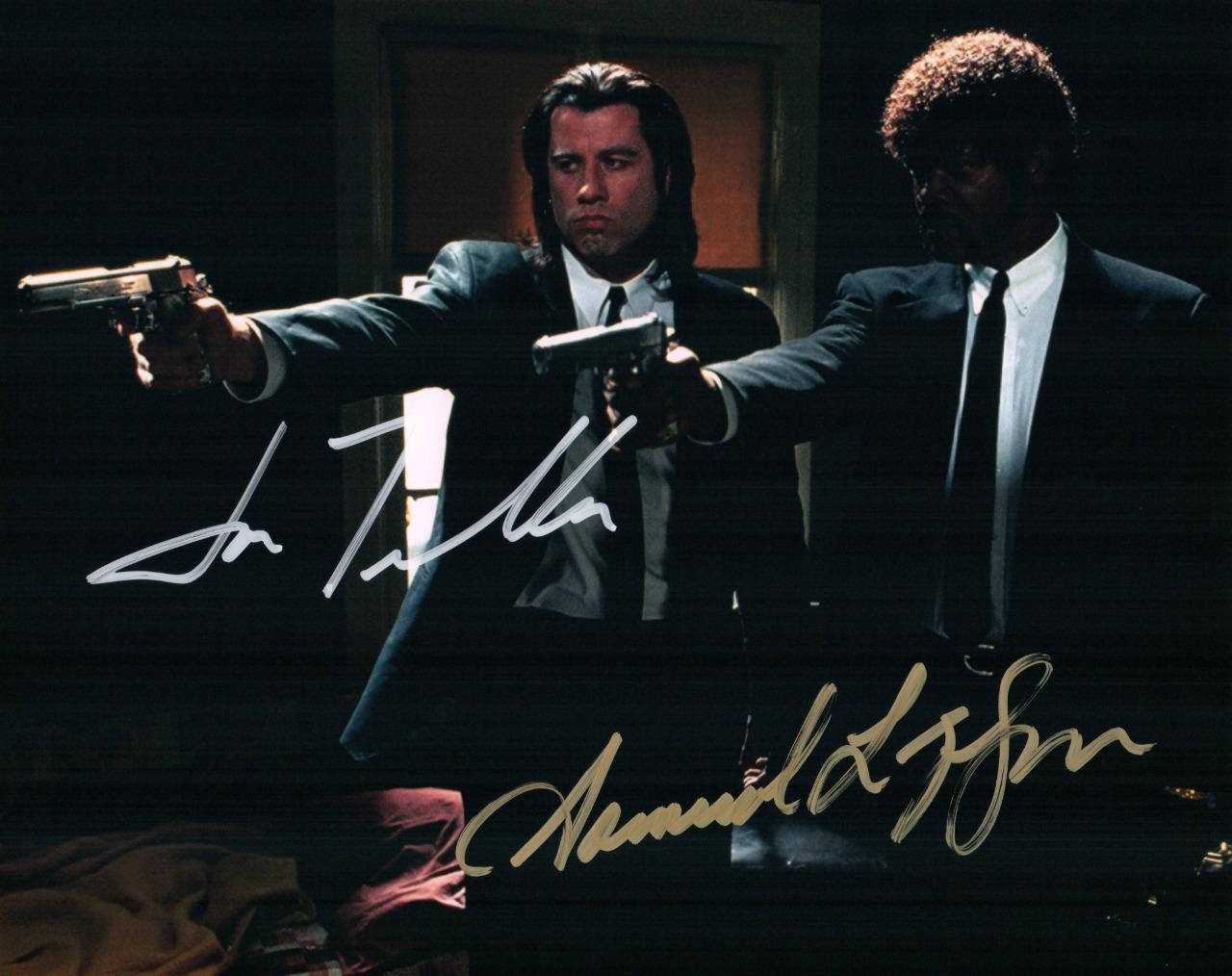 Samuel L Jackson John Travolta signed 8×10 Pict nice autographed photo pic COA