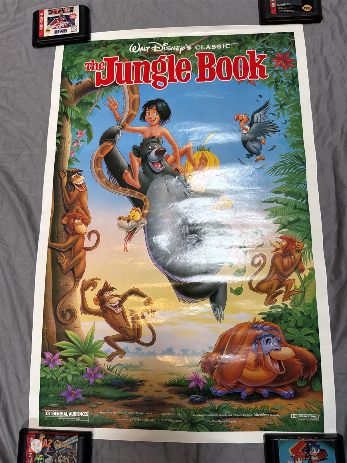 Walt Disney’s The Jungle Book 1990 Re-Release Poster Rolled 17 3/4 x 27