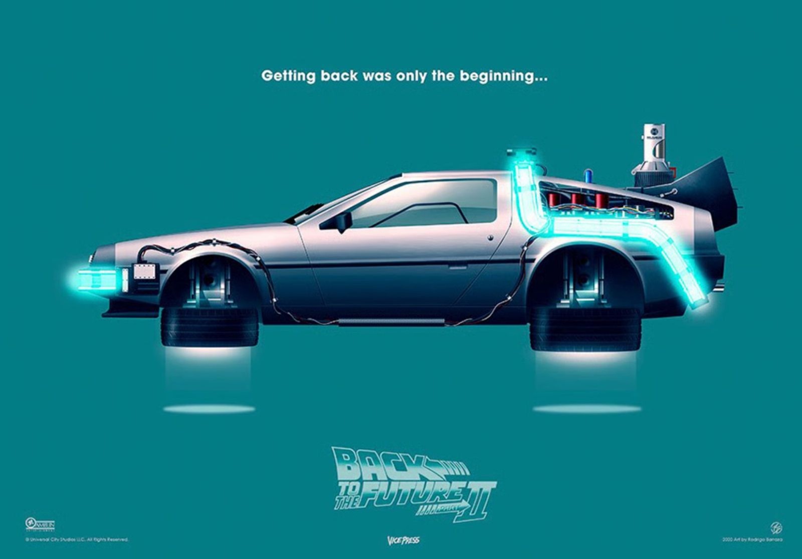 Sideshow Back to the Future – Delorean Set 3 Art Print Rodrigo Barraza 16.5×11