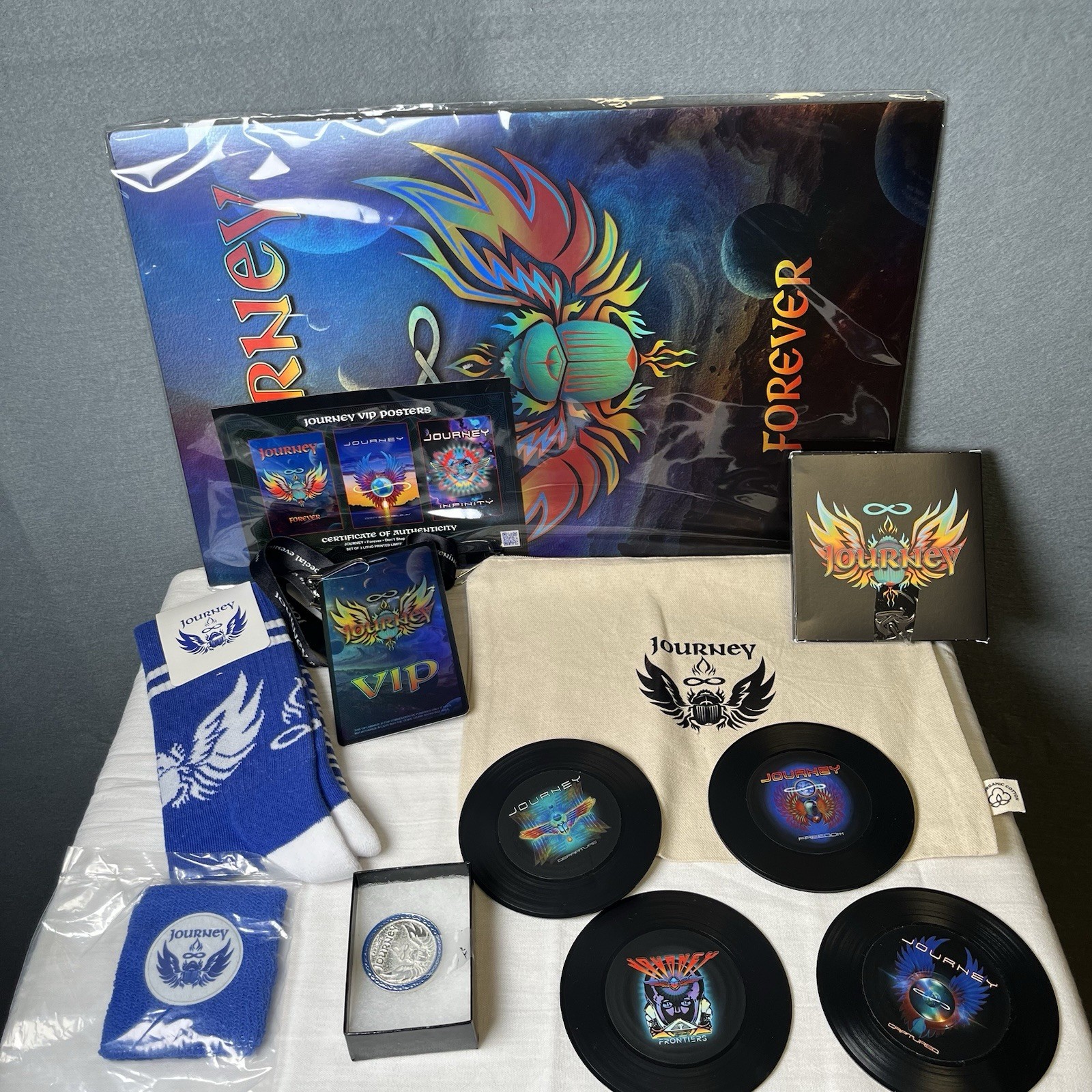 10 Pc Set Journey Final Frontier Tour Merch Bundle Posters Coasters Socks Token