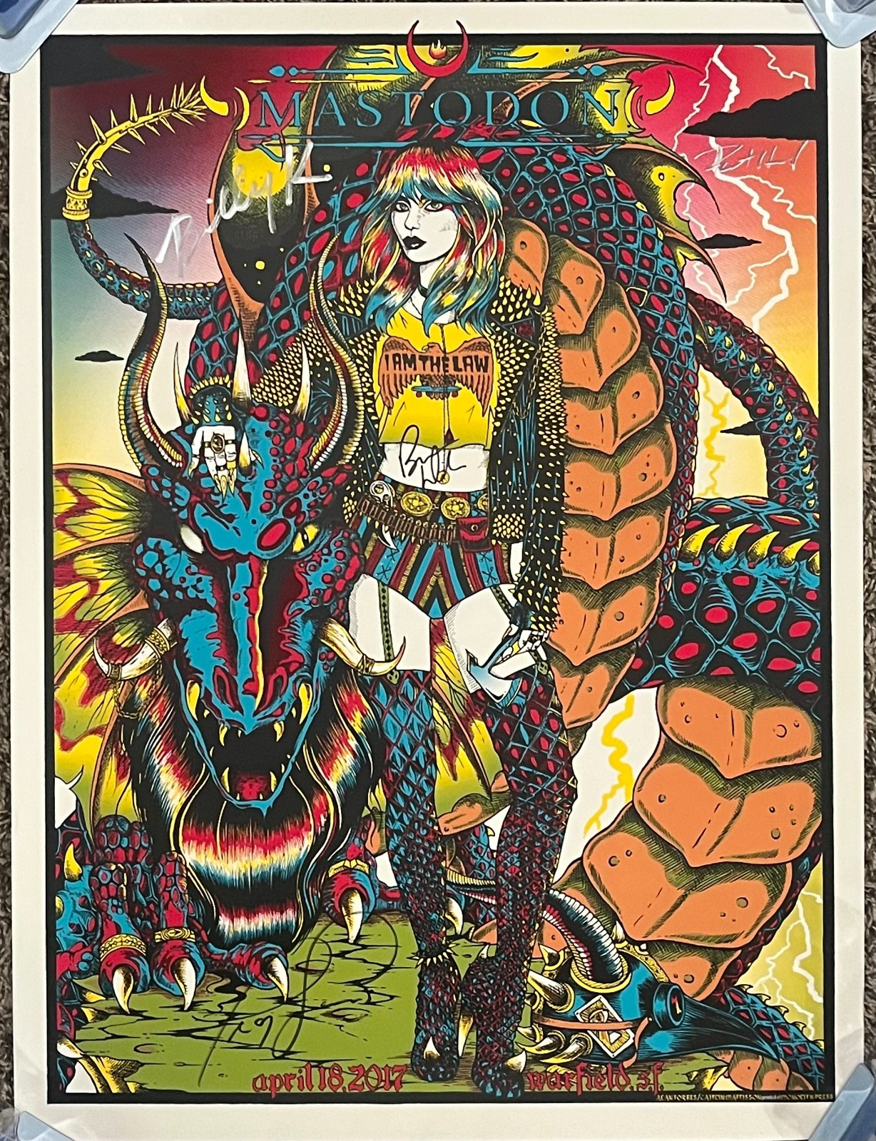 Original Mastodon Silk Screen Poster 4/18/17 Band Signed Poster San Francisco!