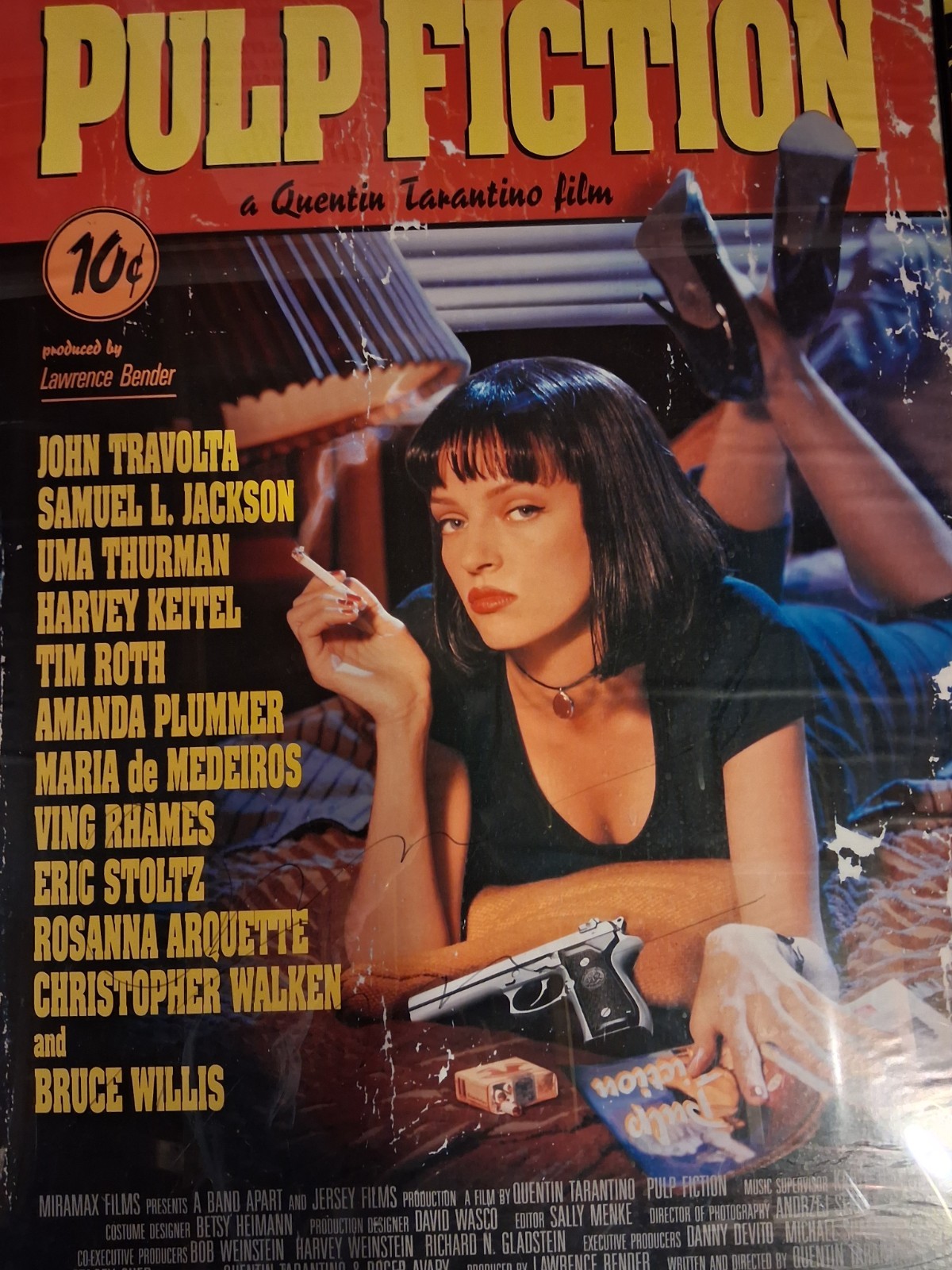 Quentin Tarantino Autographed PULP FICTION poster