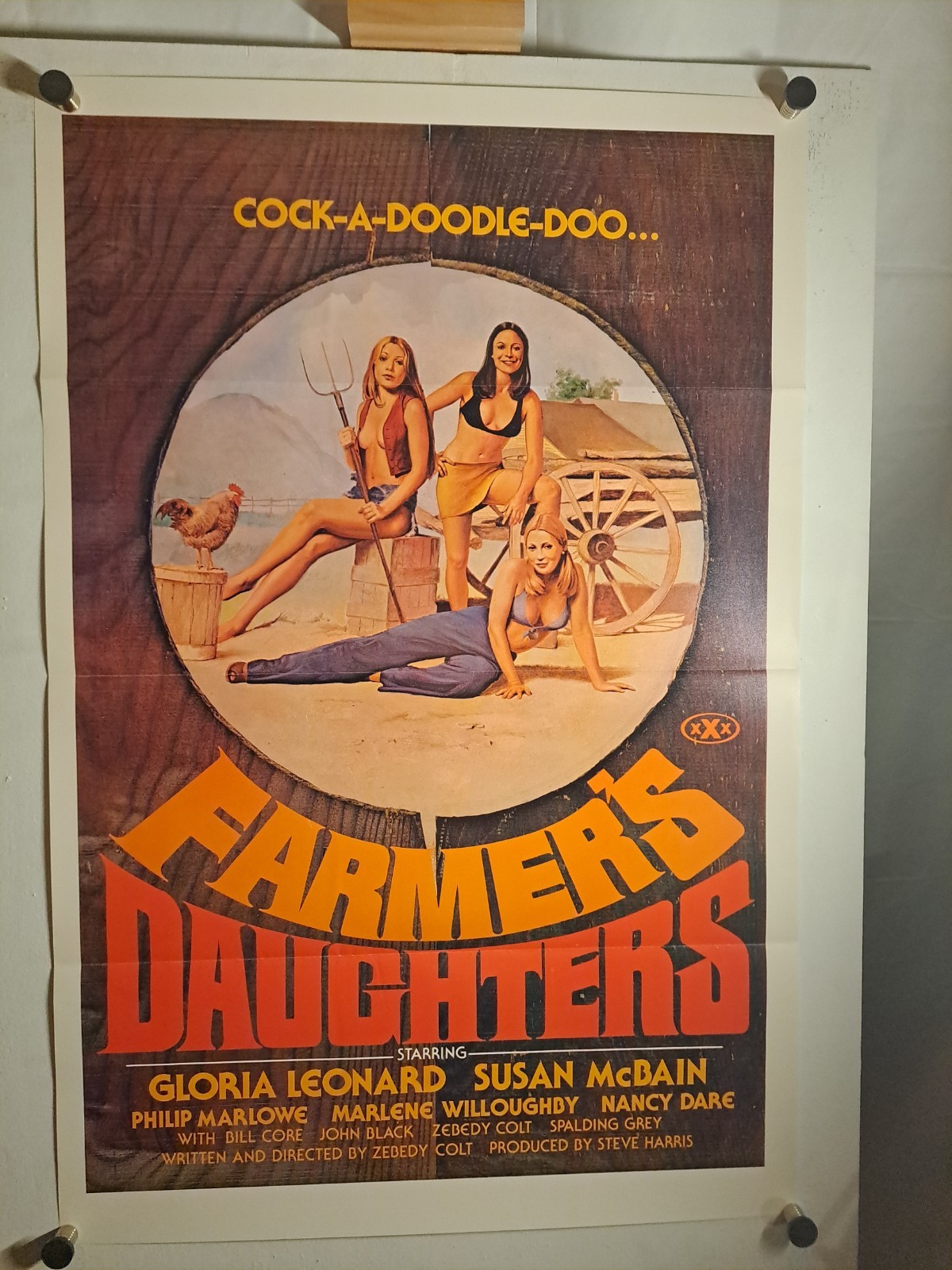FARMER’S DAUGHTERS Original movie poster 25×38 SEXPLOITATION 1976 Tri-folded