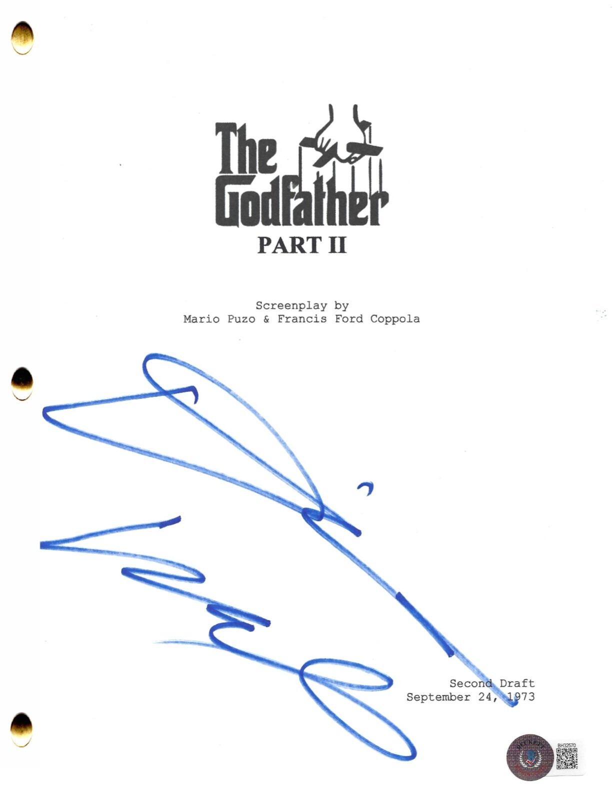 DIANE KEATON SIGNED THE GODFATHER 2 FULL SCRIPT AUTHENTIC AUTOGRAPH BECKETT