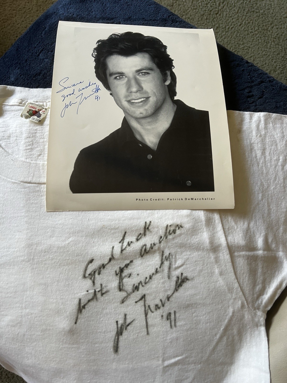 JOHN TRAVOLTA Signed Autograph 8.5×11 Photo & T-shirt 1991 Acquired In Person