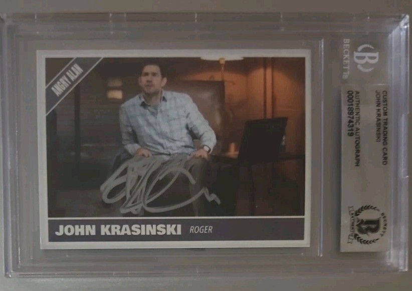 John Krasinski Custom Signed Card – Angry Alan – Beckett Encapsulated