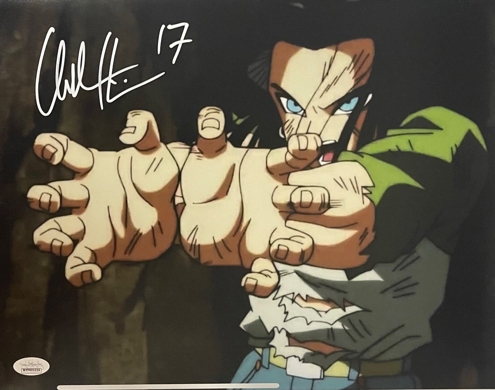CHUCK HUBER SIGNED ANDROID 17 11X14 DRAGON BALL SUPER TOURNAMENT OF POWER JSA 3