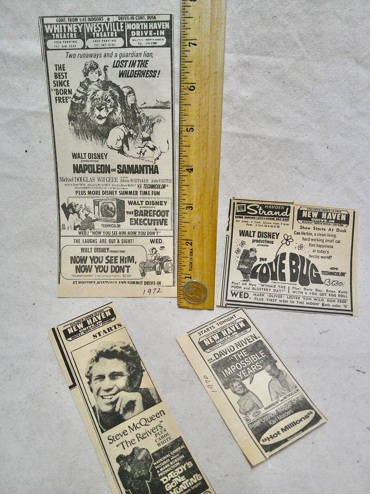 Vintage ads (4) New North Haven Ct. drive in movie theatre 1970 1972 era