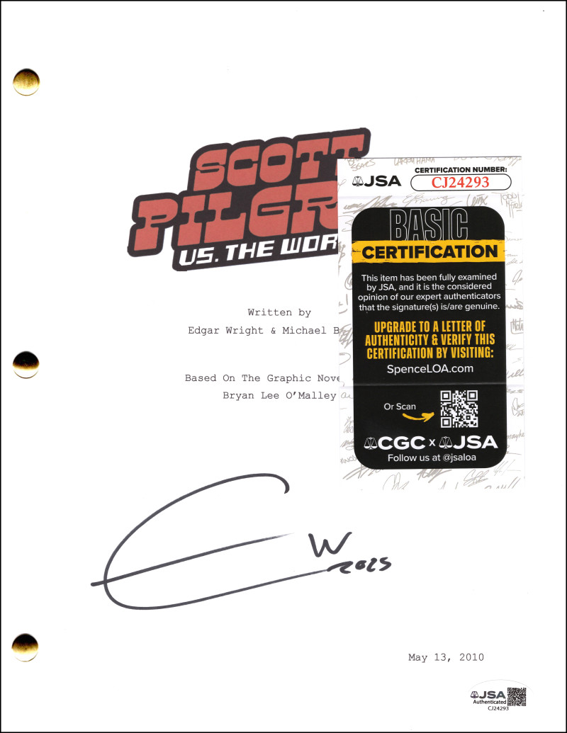 Edgar Wright Signed Autograph Scott Pilgrim vs the World Movie Script w/ JSA COA