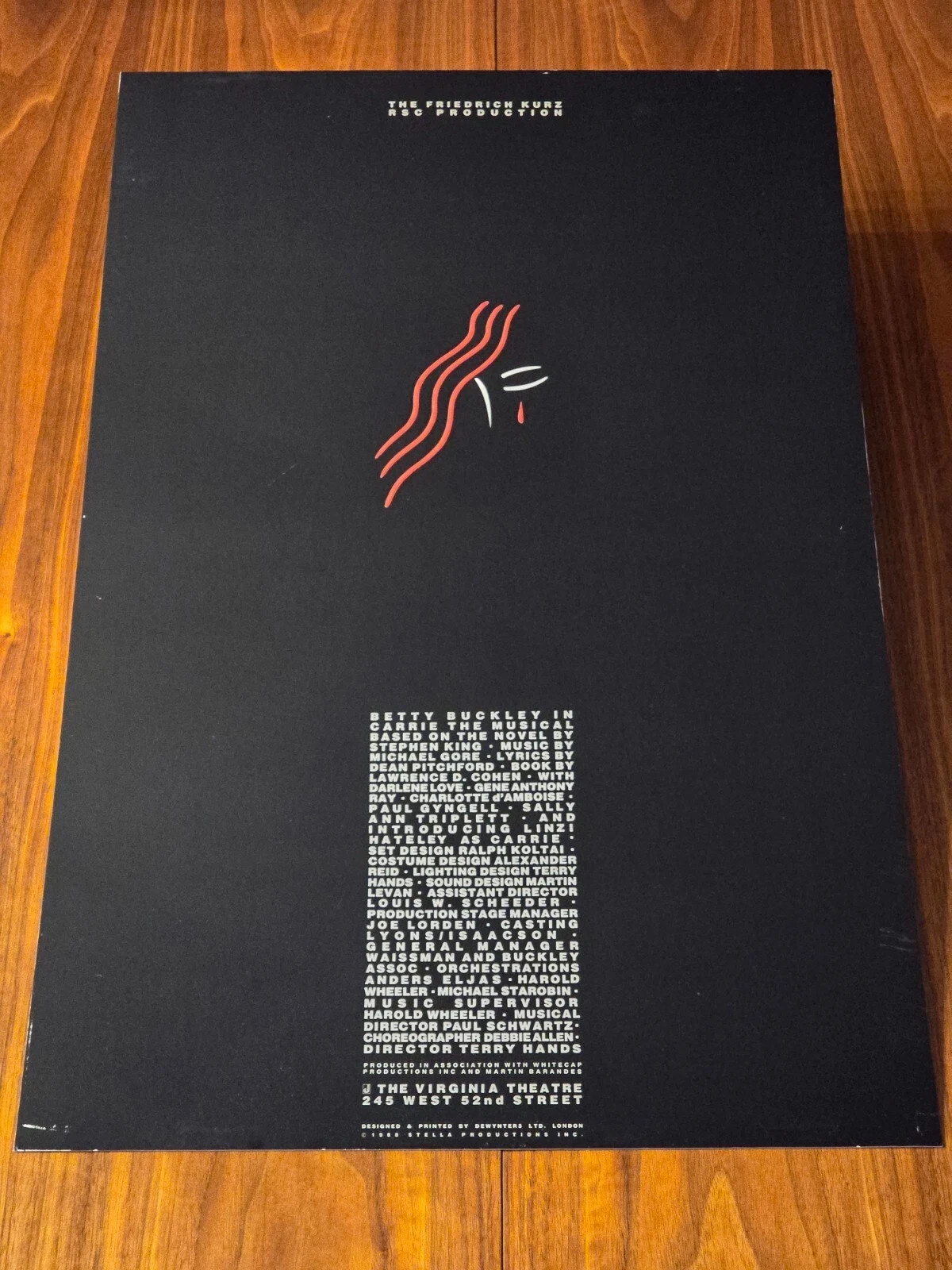 Betty Buckley “CARRIE” Linzi Hateley 1988 Broadway Musical Window Card Poster