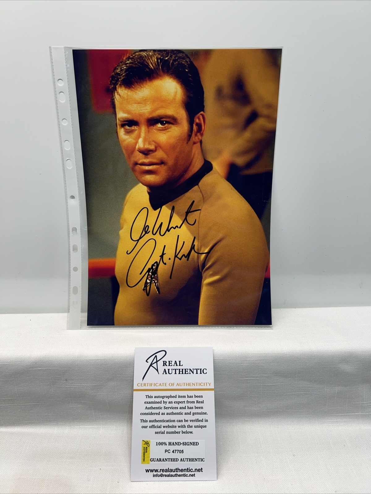 William Shatner Autographed Star Trek 8 1/4” X 11 3/4” With COA