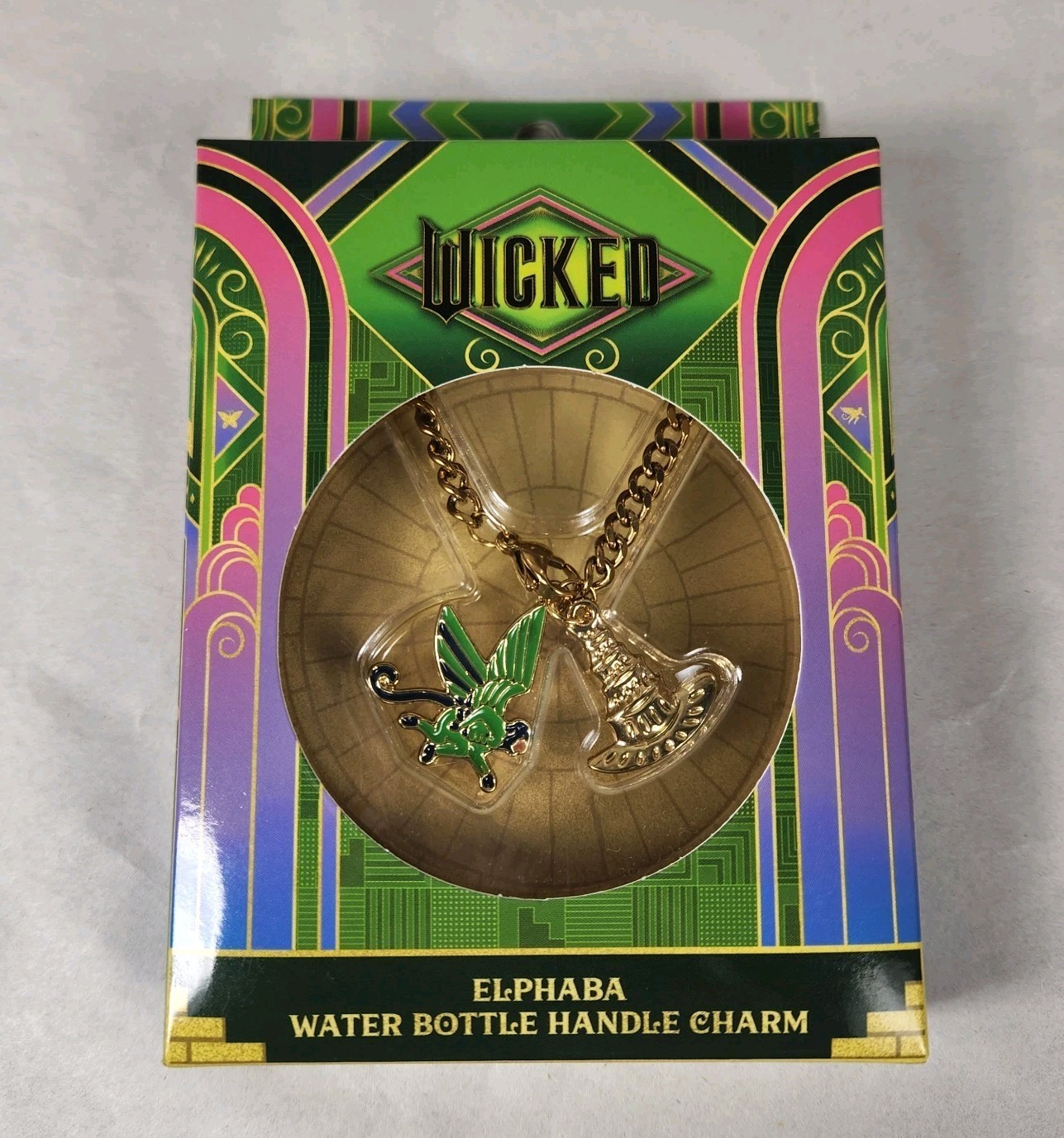 NEW CharCharms Water Bottle Handle Charm Wicked Elphaba 18K Gold Plated