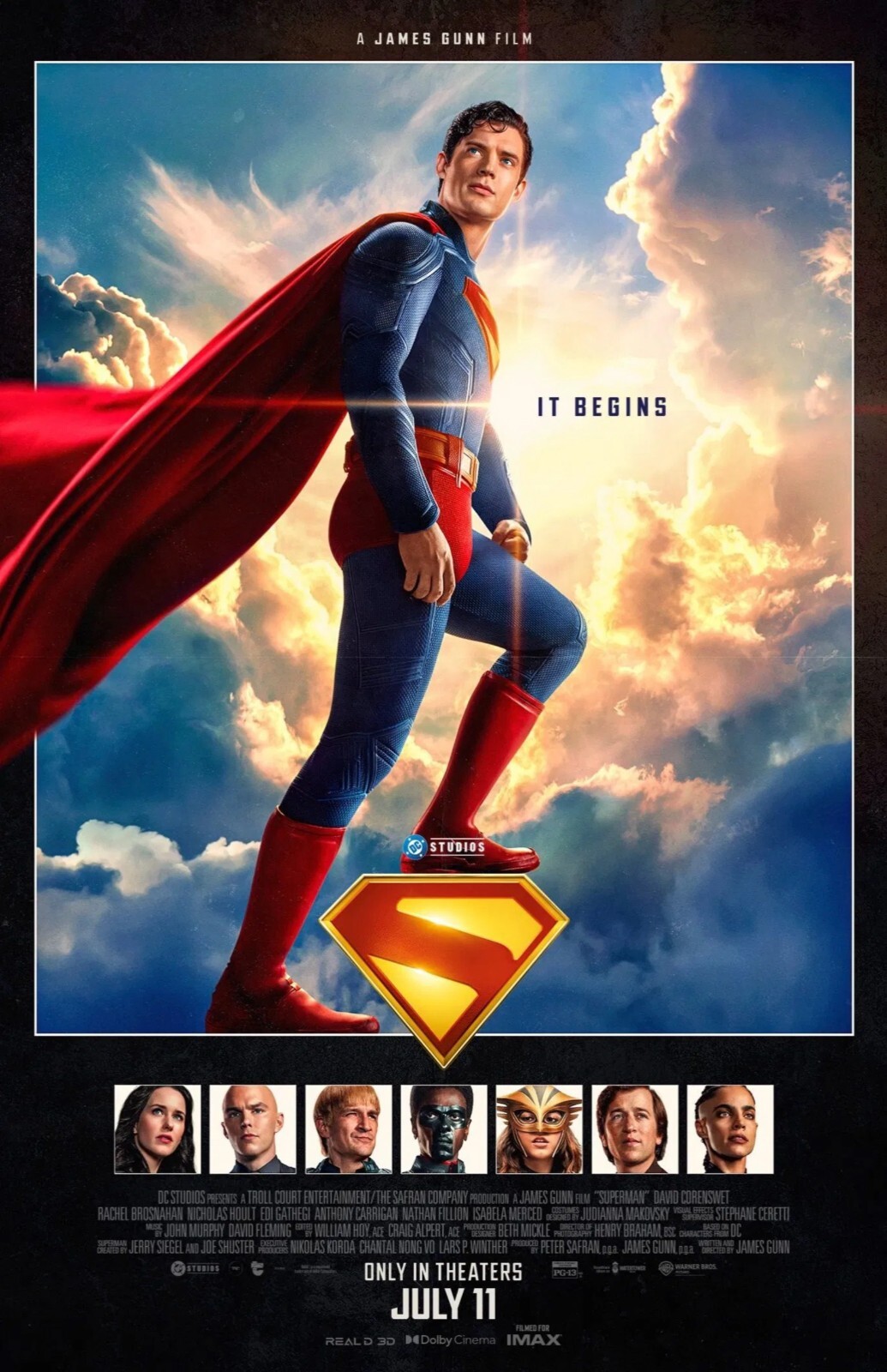 Superman movie poster – 11 x 17 inches – David Corenswet – retro style