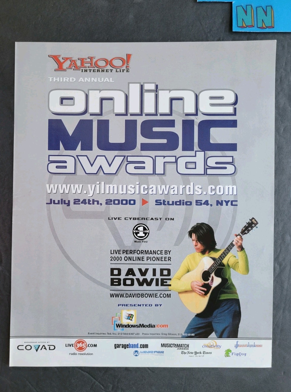 David Bowie Live Performance Yahoo Online Music Awards Promo Print Ad 2000