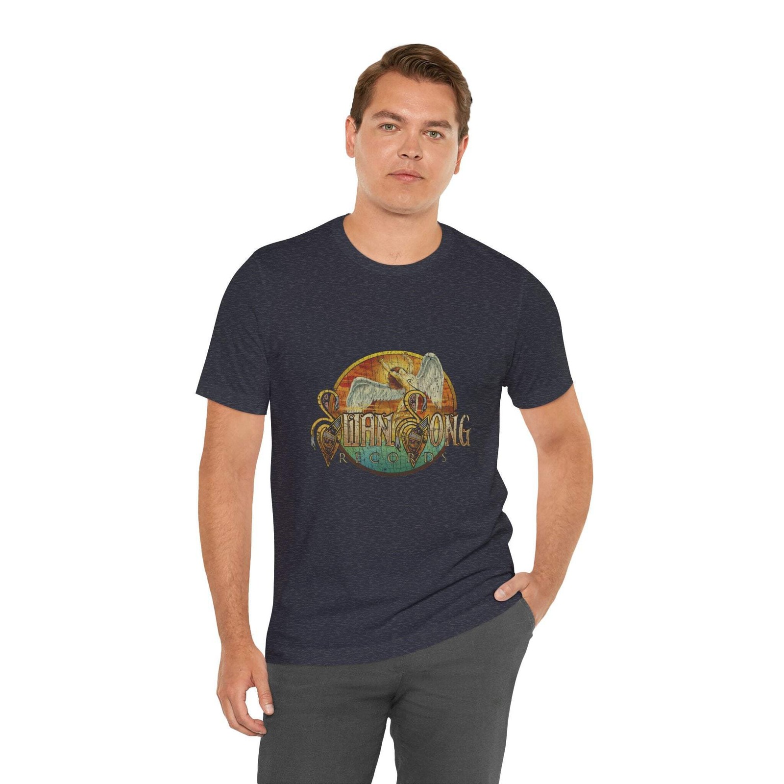 Vintage Swan Song Records Label Logo Unisex Jersey Short Sleeve T-Shirt