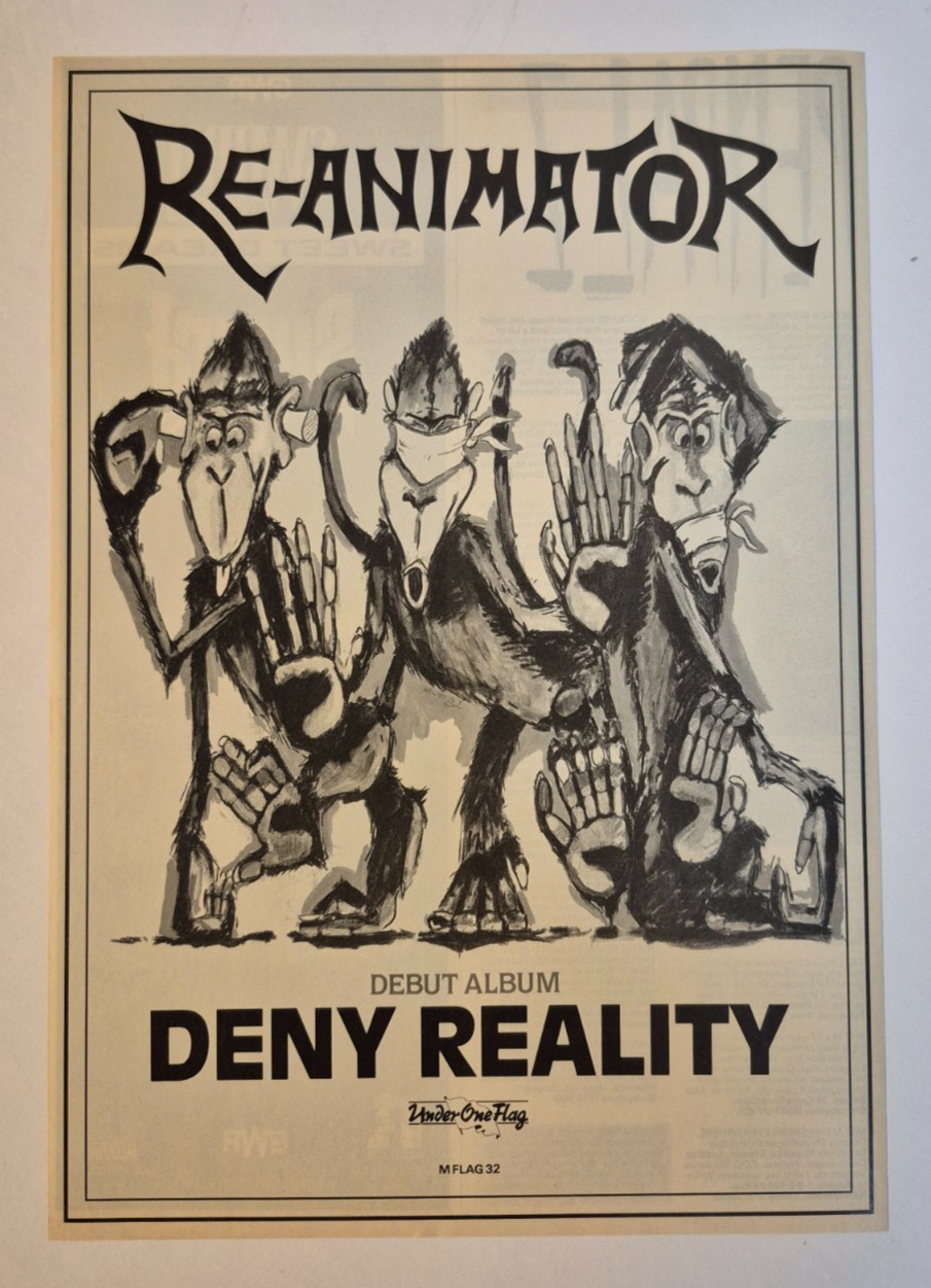 RE-ANIMATOR “Deny Reality” UK Thrash ~ Vintage Magazine Print/Promo Ad 1989