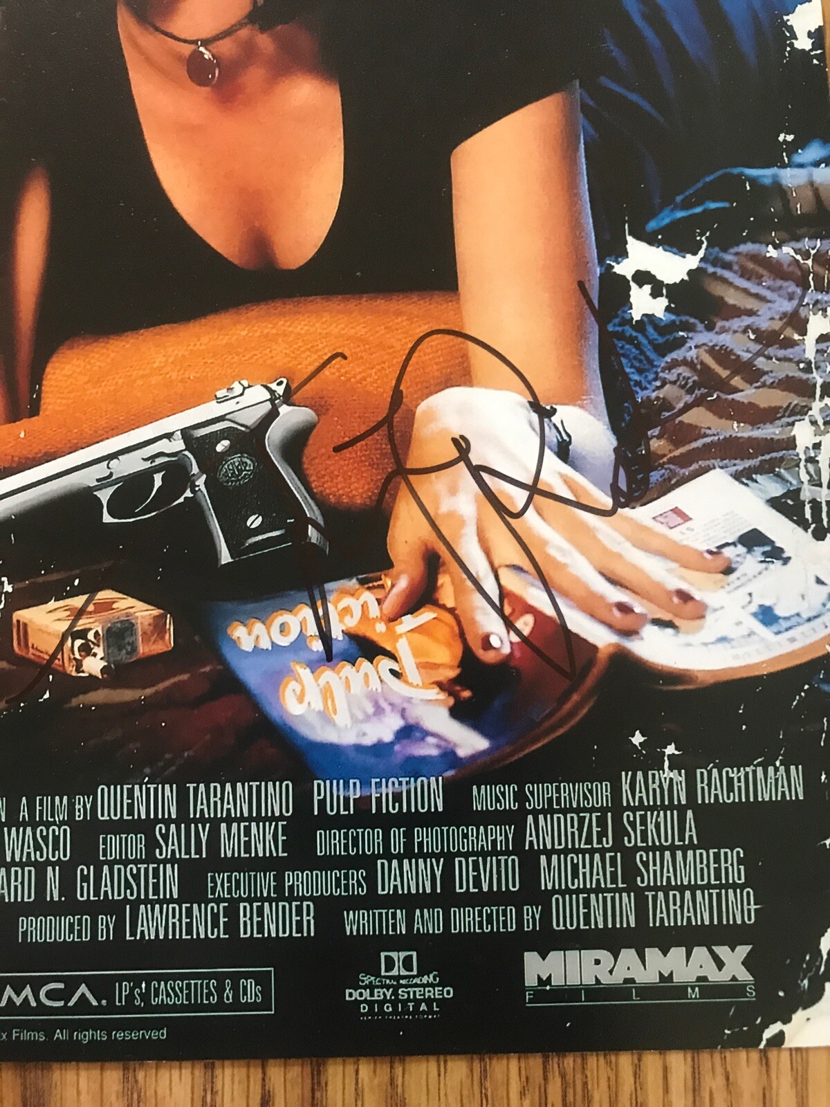 Pulp Fiction Autographed 11×17 Cast Photo X2 Tim Roth Rosanna Arquette BAS