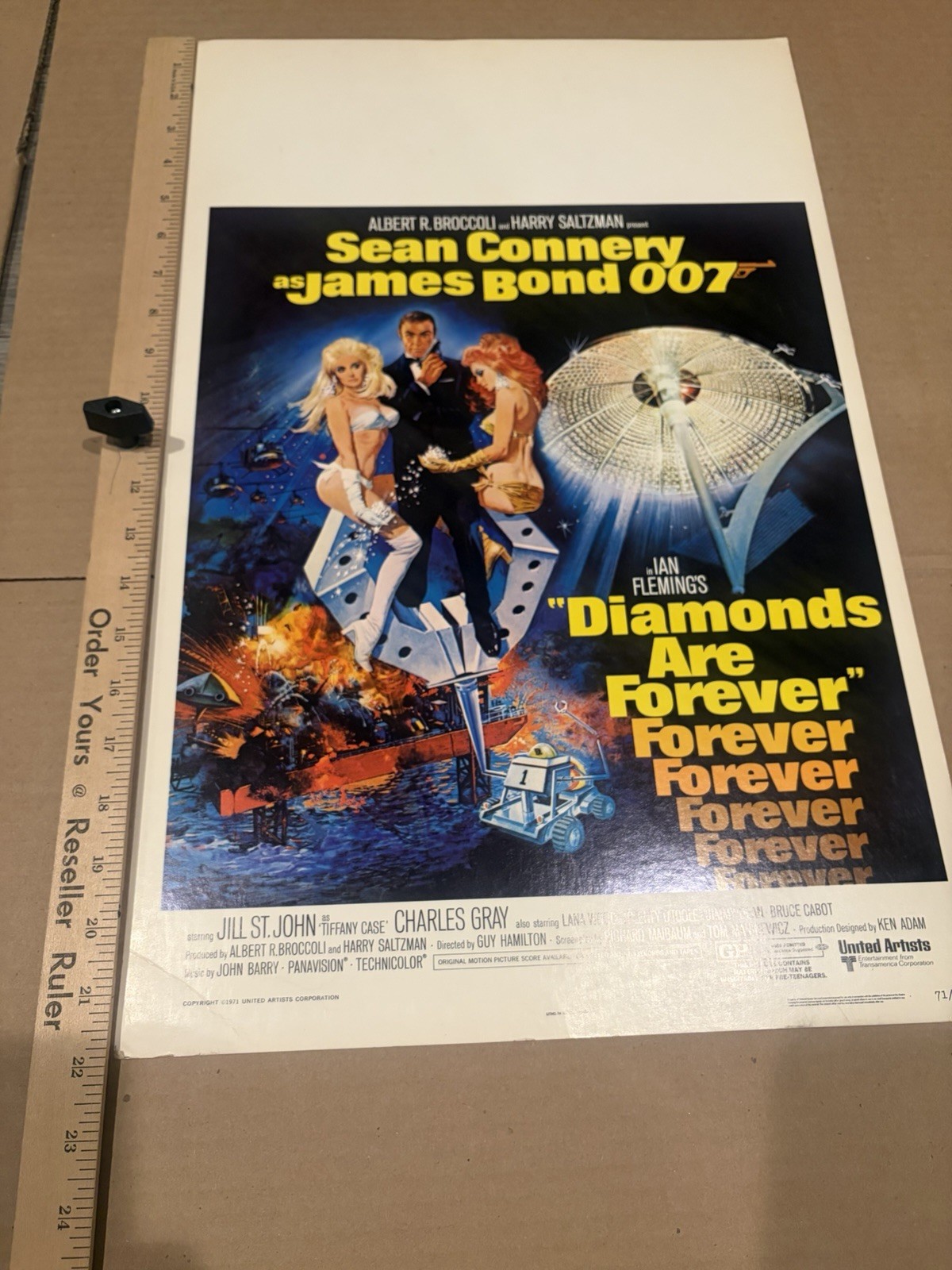 Diamonds are Forever James Bond Window Card 1971 Movie Poster 14×22 Sean Connery