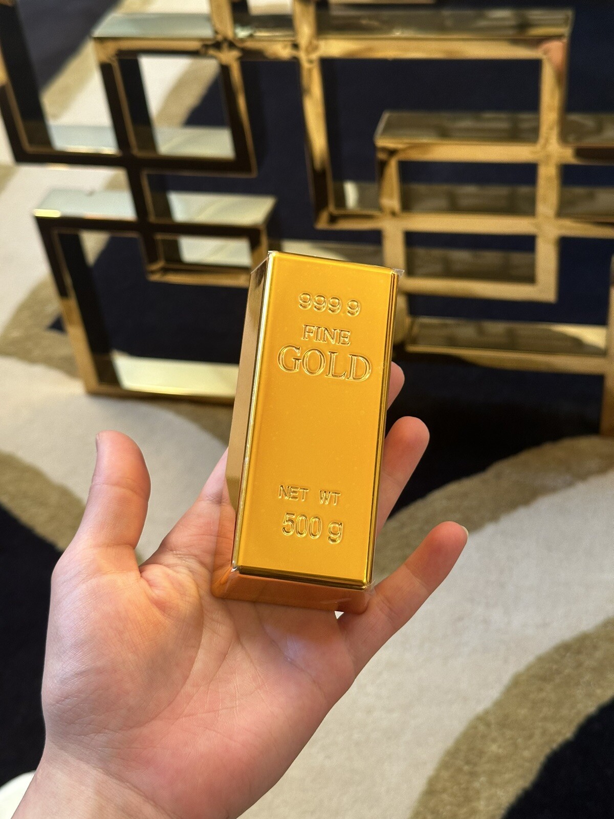 1pc 24k 500g Luxurious Gold Brick Prop Decor Real Gold Electroplated USA
