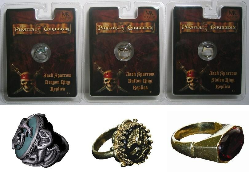 Pirates of the Caribbean Jack Sparrow BUTTON DRAGON STOLEN Rings Master Replica