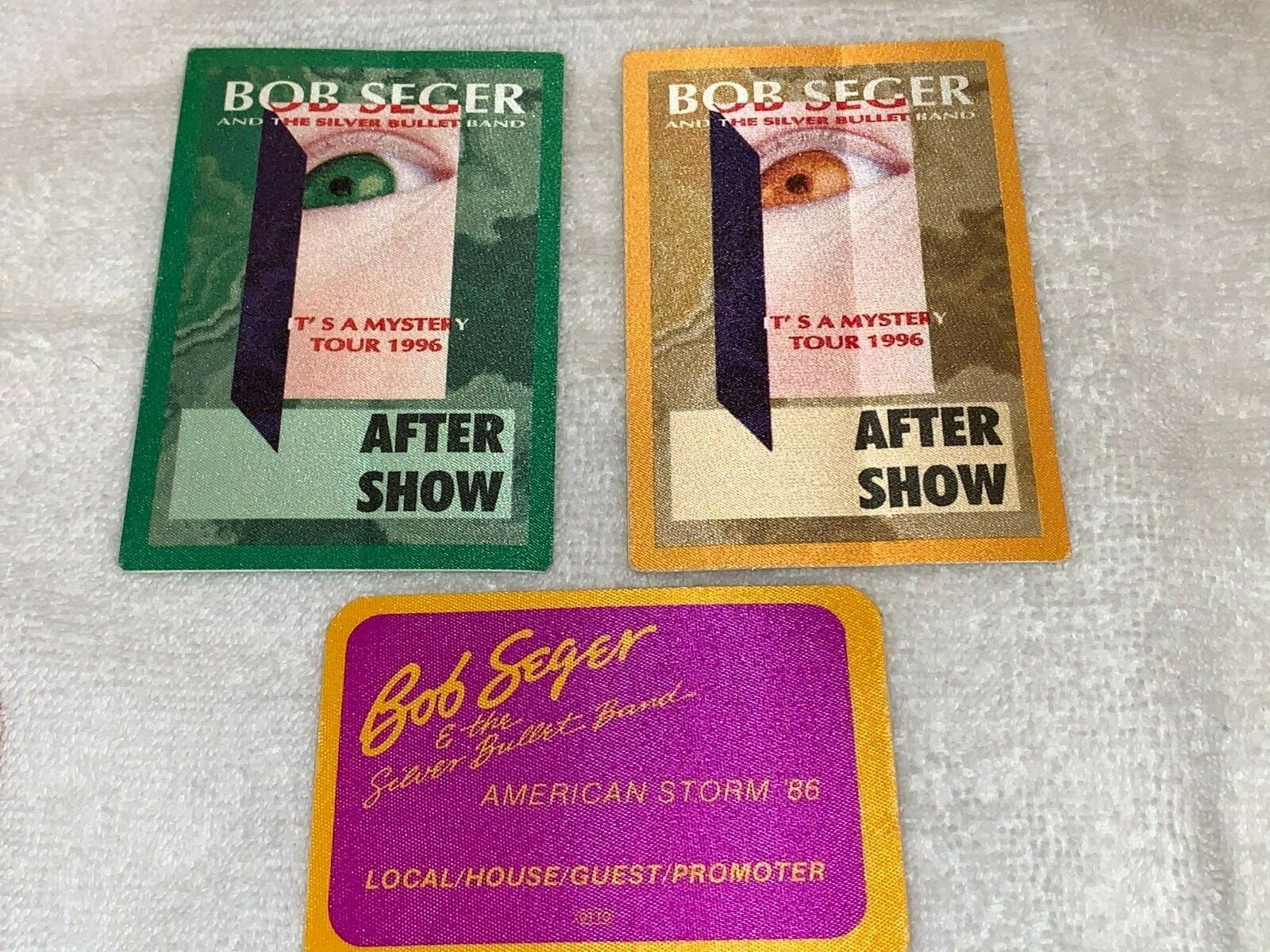BOB SEGER 3 UNUSED 1986 CONCERT BACKSTAGE TICKET PASSES MYSTERY & AMERICAN STORM
