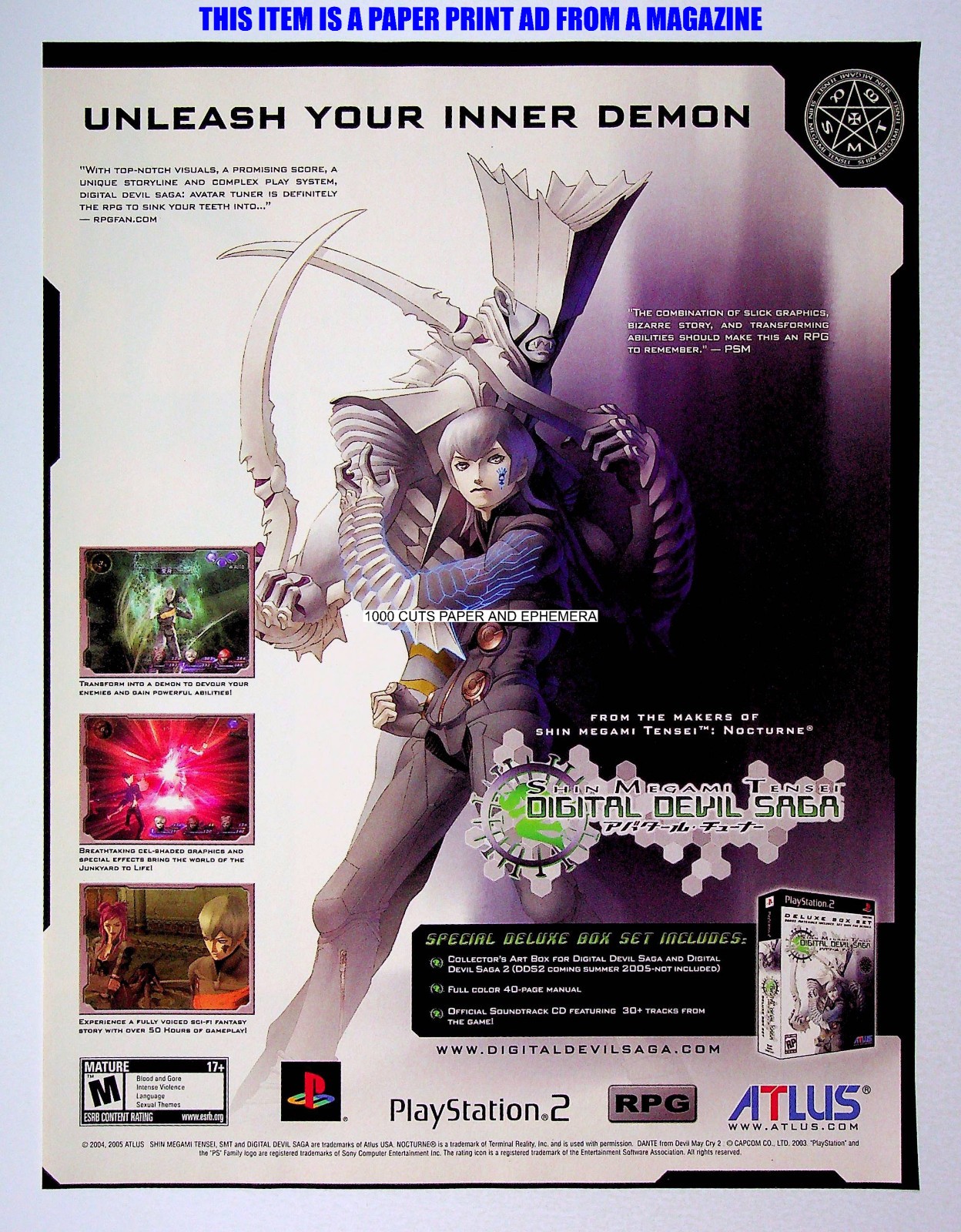 Shin Megami Tensei Digital Devil Saga Atlus 2005 Print Magazine Ad Poster ADVERT