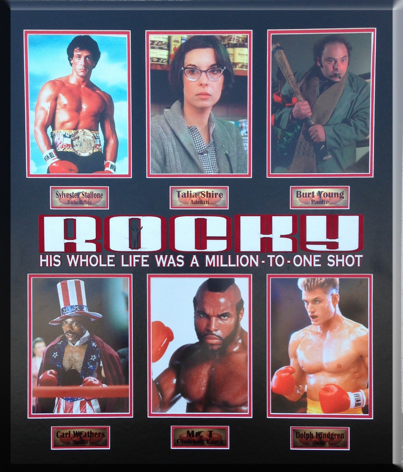 Rocky 8×10 Collage Framed Sylvester Stallone Un Autograph Movie II III IV V VI