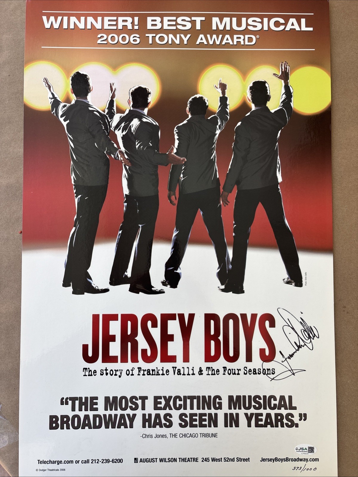 FRANKIE VALLI hand SIGNED JERSEY BOYS BROADWAY Poster JSA COA