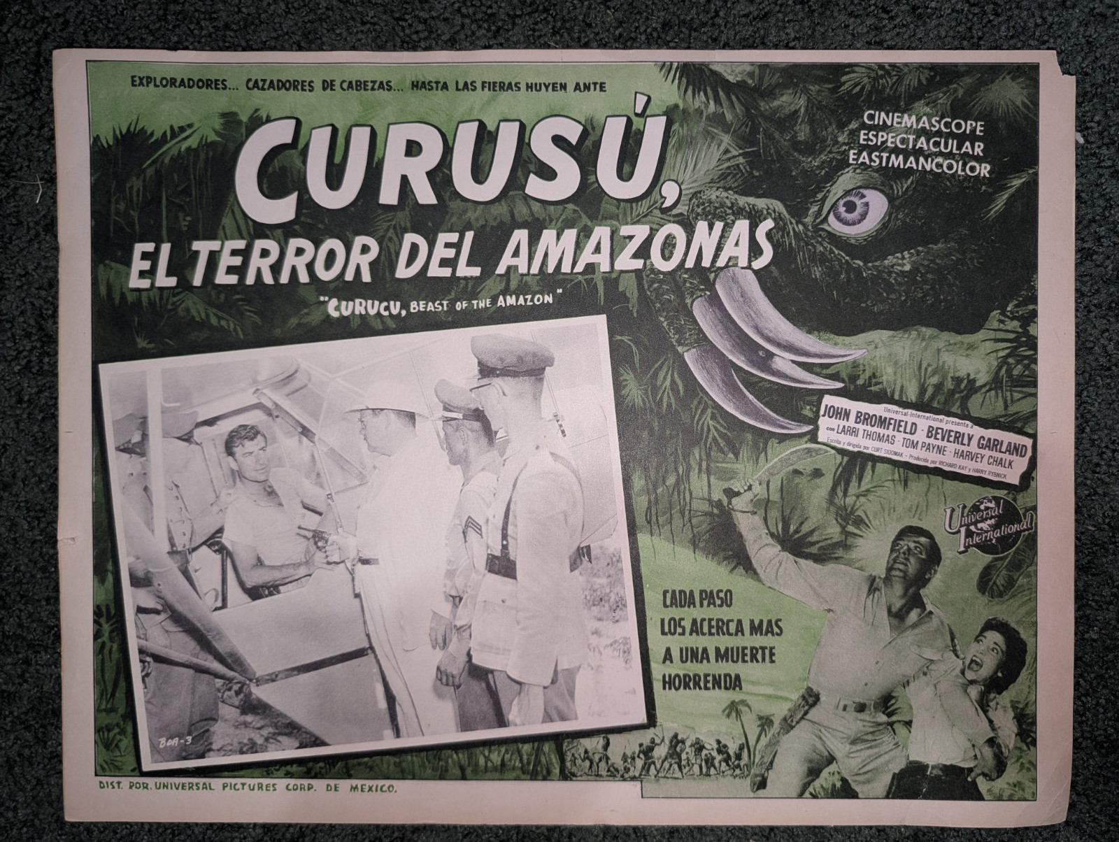 Curusu, Beast of the Amazon El Terror Del Amazonas 1956 Mexican Lobby Card Movie