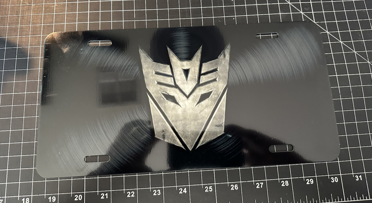 “BLEMISHED” prop FLAT license plate – Transformers Decepticon