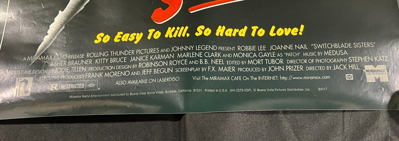 1998 Switchblade Sisters Joanne Nail Promo Advance “39×26′ Movie Poster KB PB37
