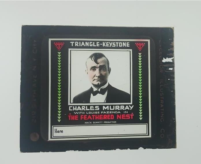 MAGIC LANTERN GLASS SLIDE 1916 SILENT MOVIE THE FEATHERED NEST CHARLES MURRAY