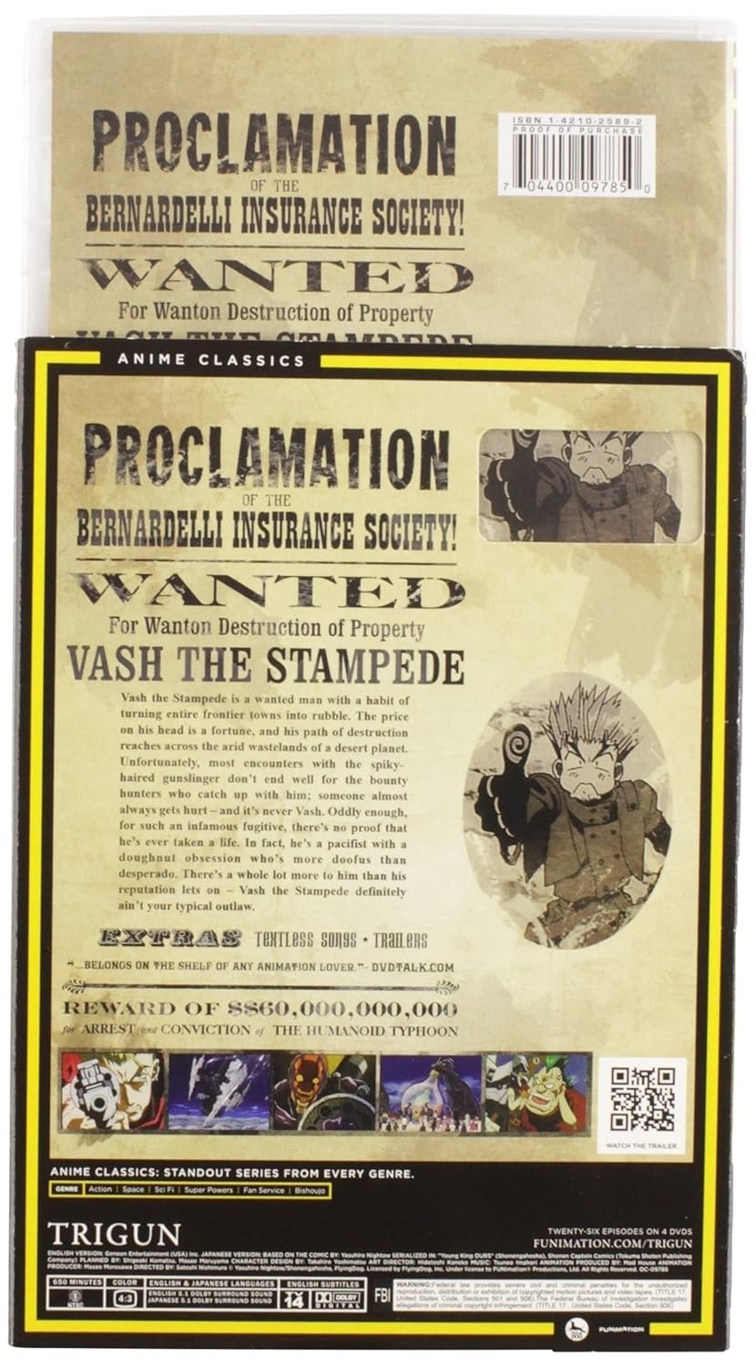 Trigun: Complete Series Box Set (Classic) DVD English & Japanese Language, Anime