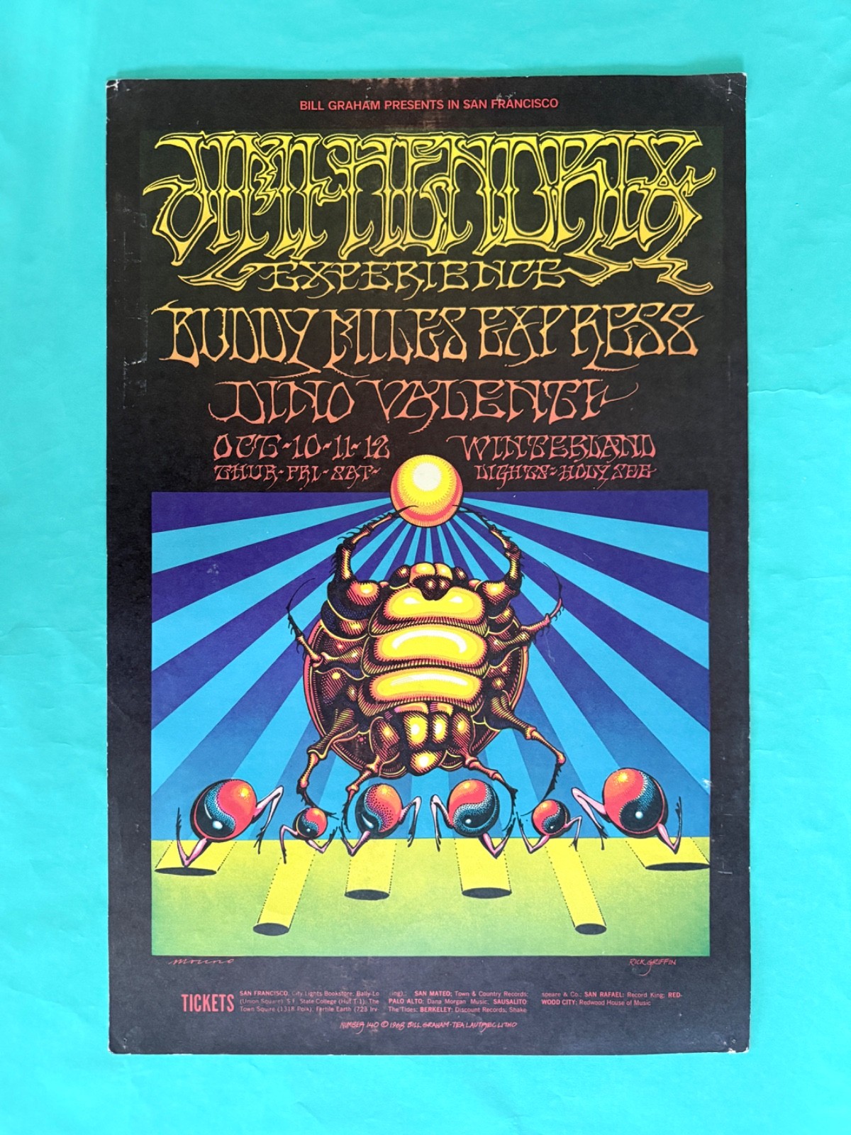 Bill Graham BG-140 Jimi Hendrix Experience 1968 Winterland Rick Griffin Poster