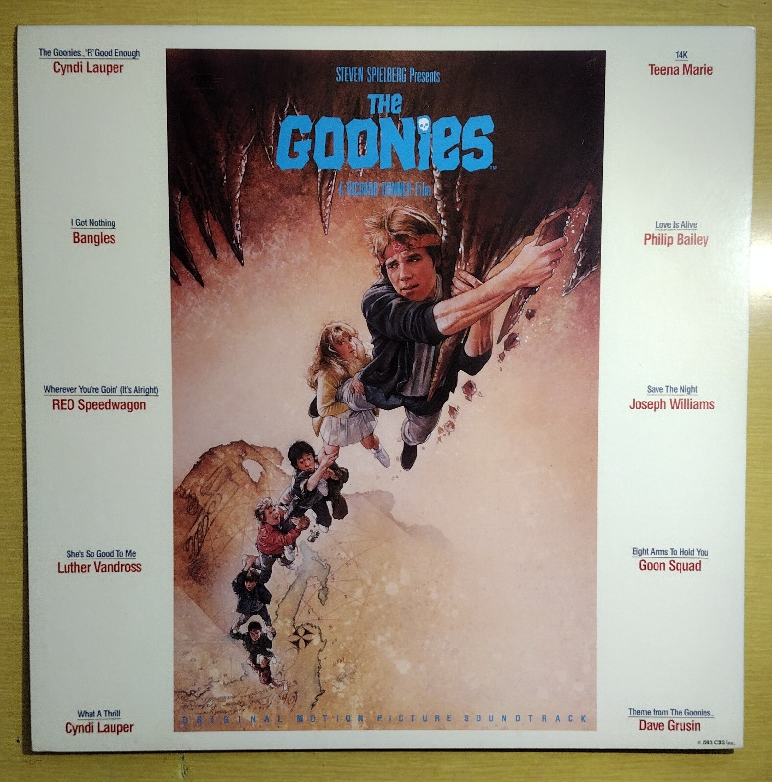 The Goonies 1985 double sided 12″ x12″ Promo Flat Poster of movie Soundtrack.