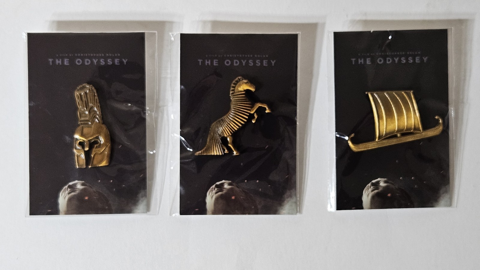 THE ODYSSEY Christopher Nolan GOLD LAPEL PIN Xfinity Lot of 3