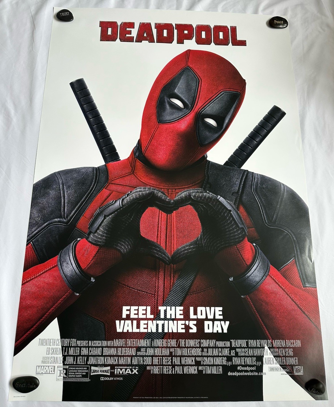 Deadpool 2016 Valentine Teaser DS Original 27×40 Movie Poster Marvel Feel Love