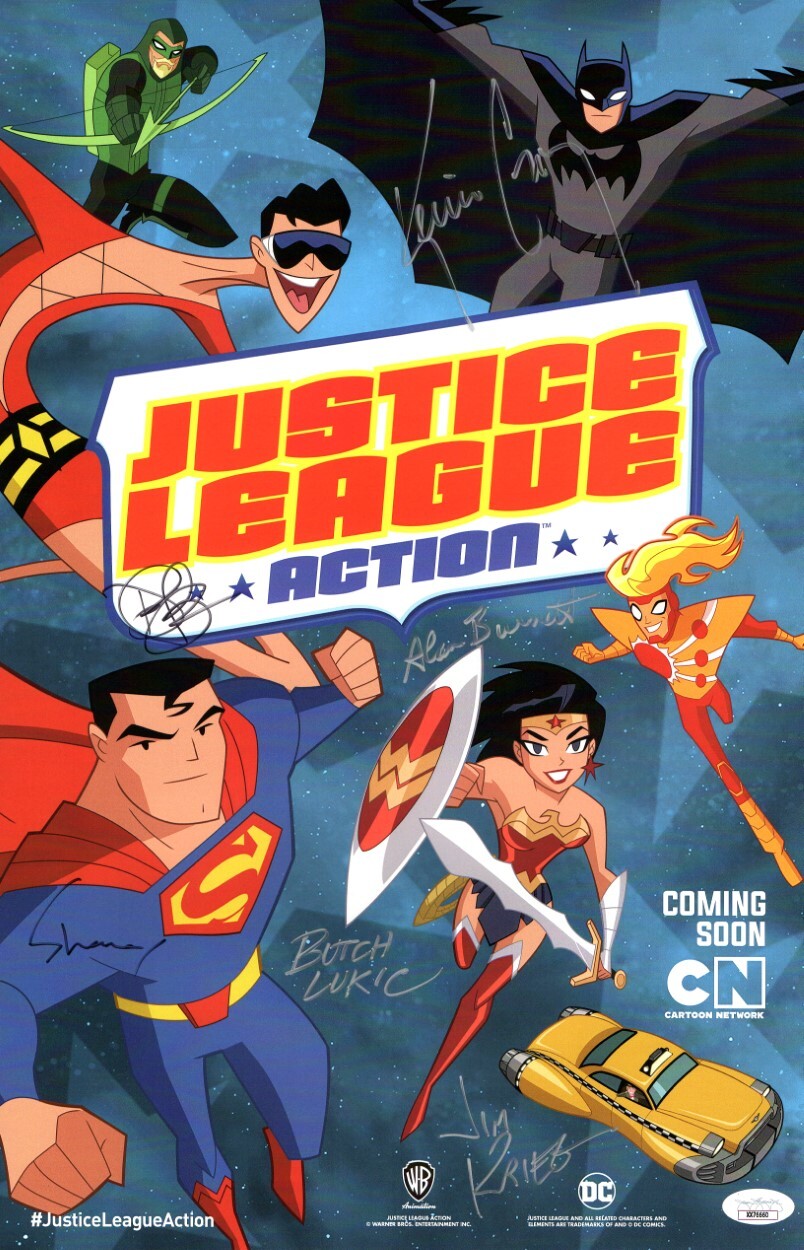 Justice League Action Cast Autographed 11X17 Poster Kevin Conroy +5 JSA XX76660