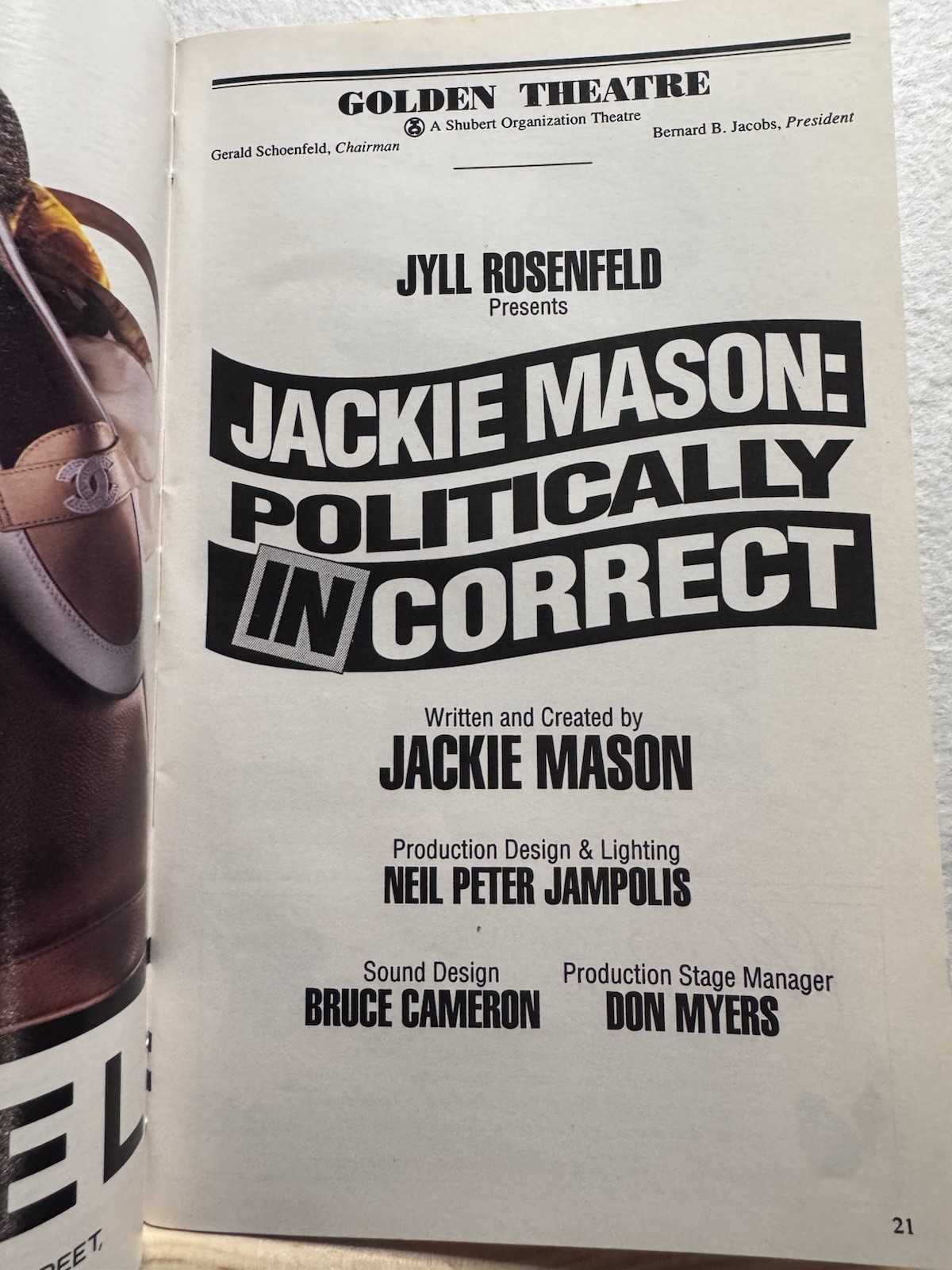 Jackie Mason Politically Incorrect Playbill John Golden Theatre NYC Bway Play 94