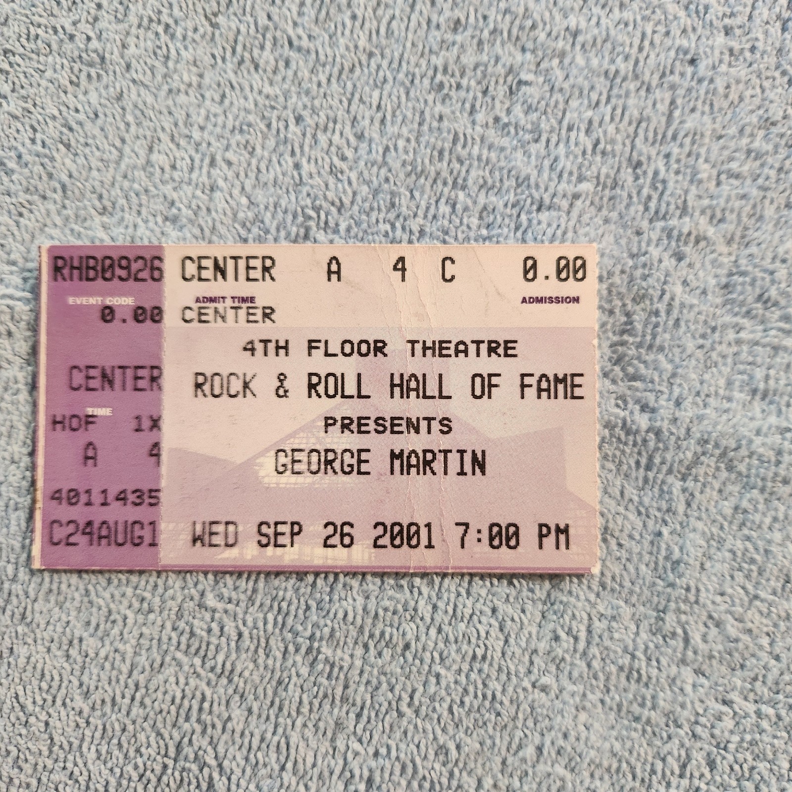 Sir George Martin – Rock & Roll Hall of Fame Speaker Series Program/Ticket Stub