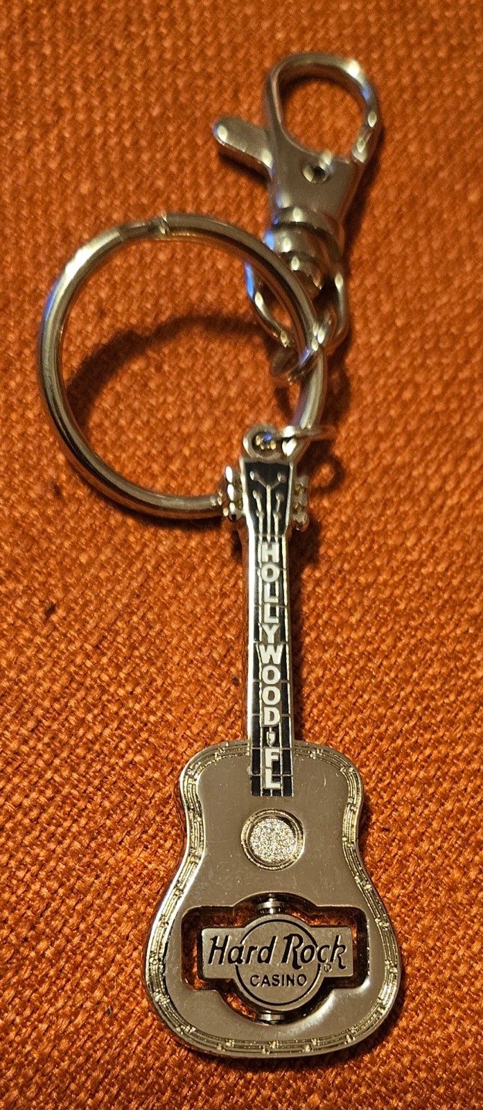 Hard Rock Cafe Keychain Metal Hollywood. Fl HR Casino